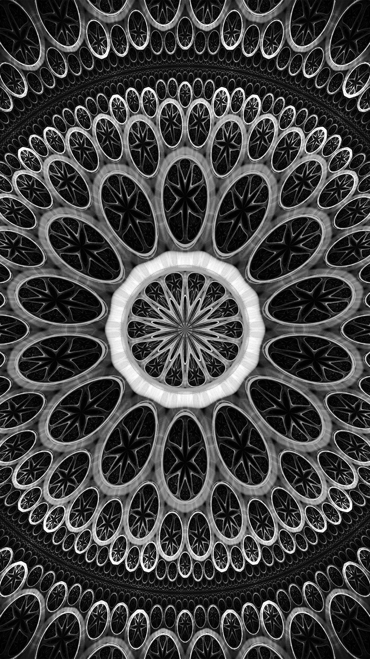 1242x2208 Psychedelic Art Pattern Dark Bw