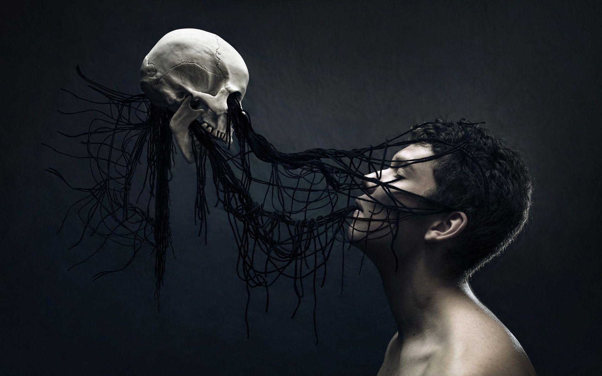 1920x1200 dark, Horror, Skull, Psychedelic Wallpaper HD / Desktop
