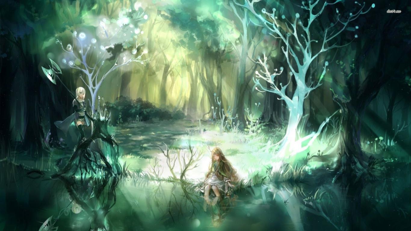 1366x768 Fantasy Forest Wallpaper HD