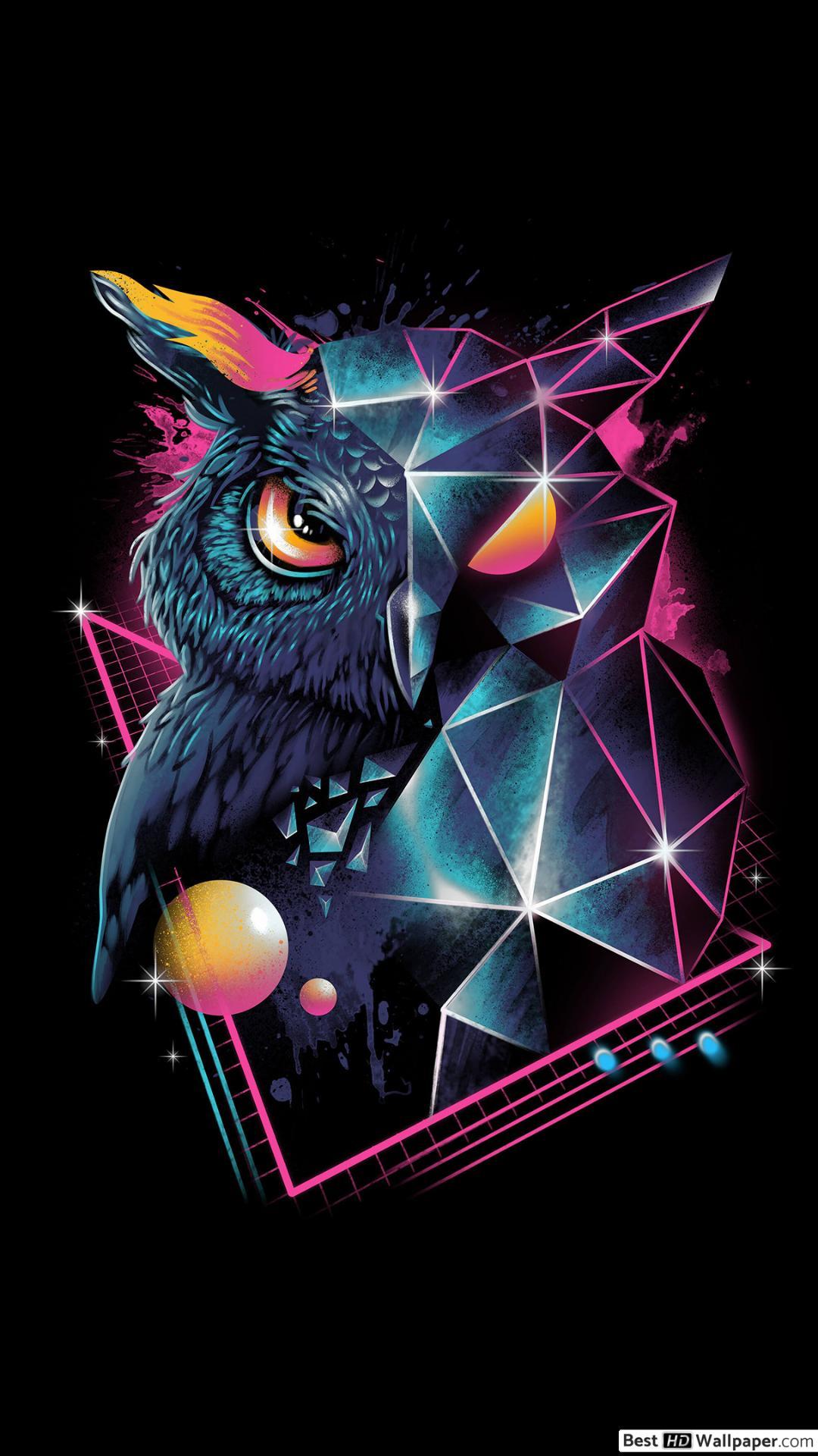 1080x1920 Retro Owl HD wallpaper download