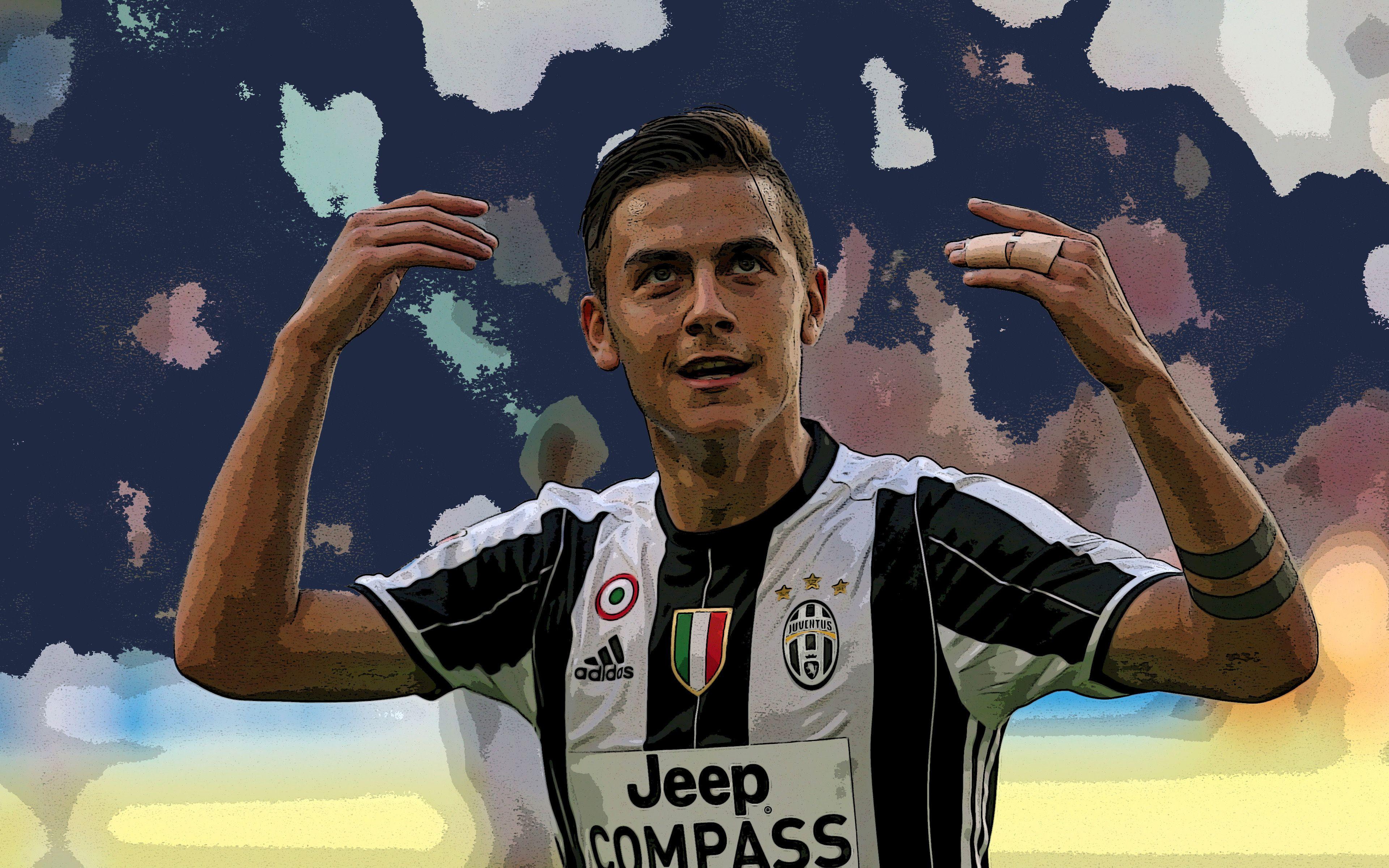 3840x2400 Download wallpaper Paulo Dybala, 4k, art, Juventus, Serie A