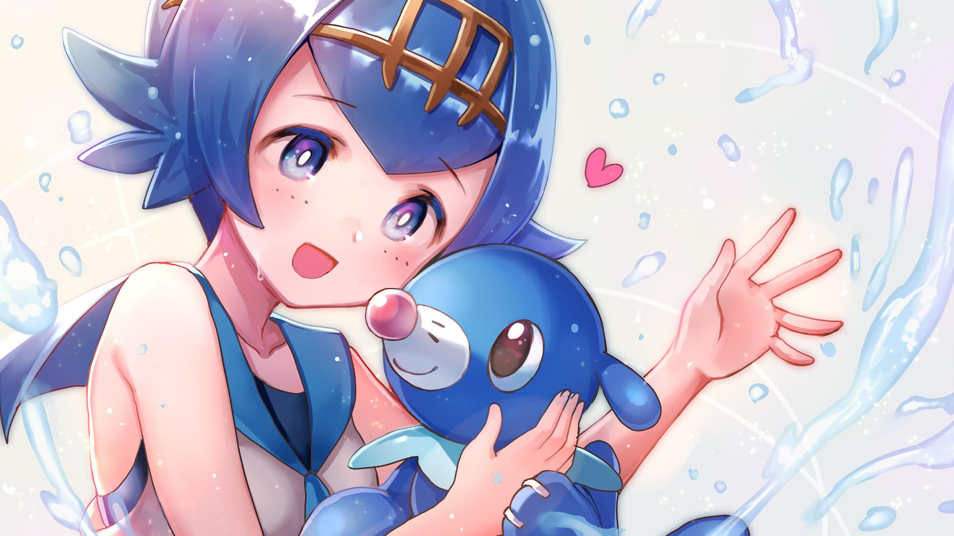 1920x1080 Lana and Popplio Pokemon Sun and Moo. Wallpaper