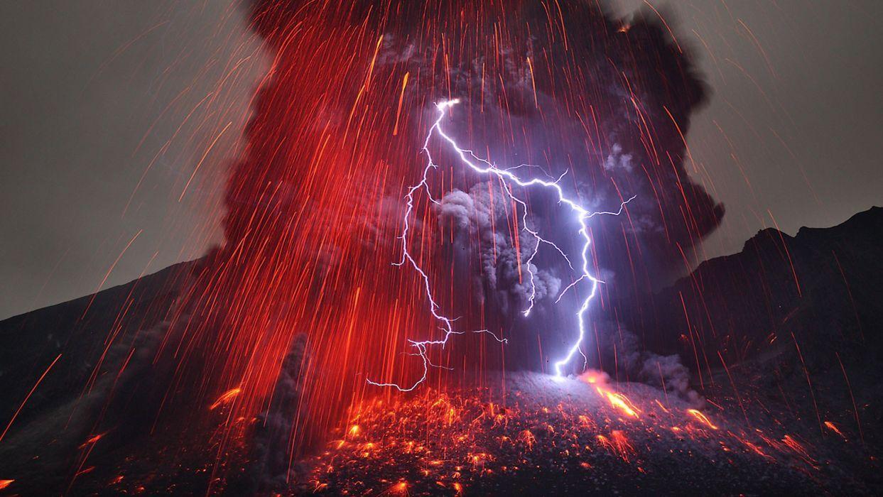1243x700 Element volcano smoke lightning lava wallpaperx1253
