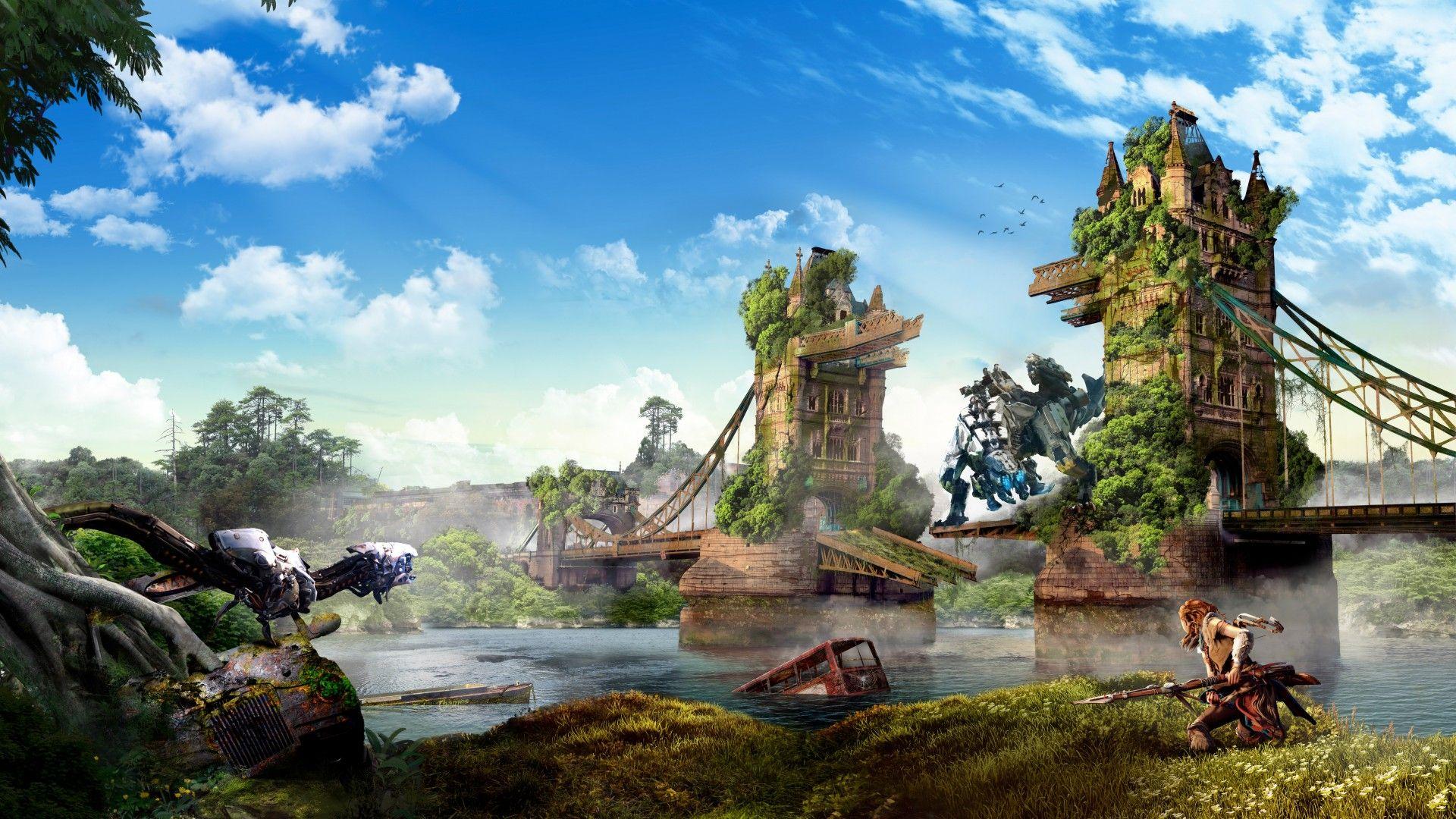 1920x1080 Wallpaper Thunderjaw, Aloy, Horizon Zero Dawn, London, 4K, 8K