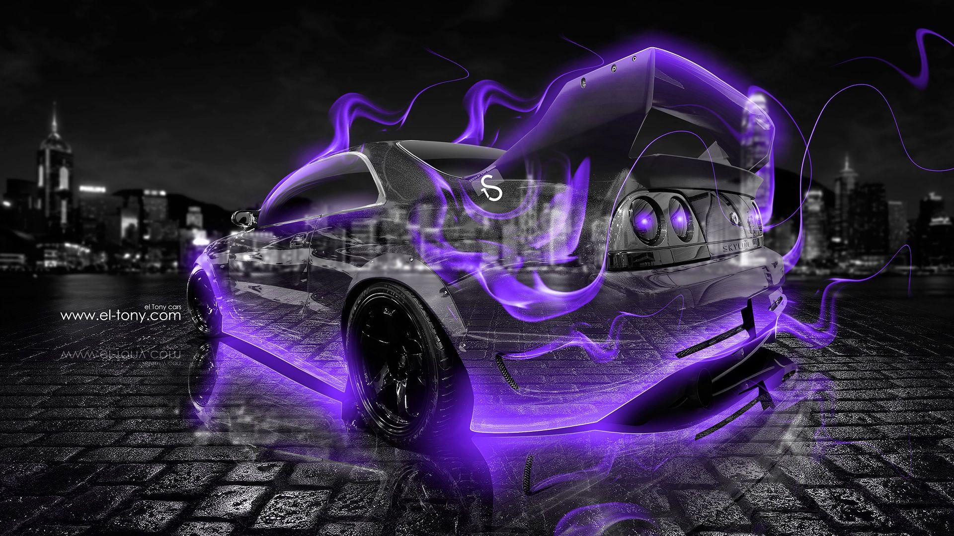 1920x1080 Free download Nissan Skyline GTR R33 Violet Fire Crystal Car 2013