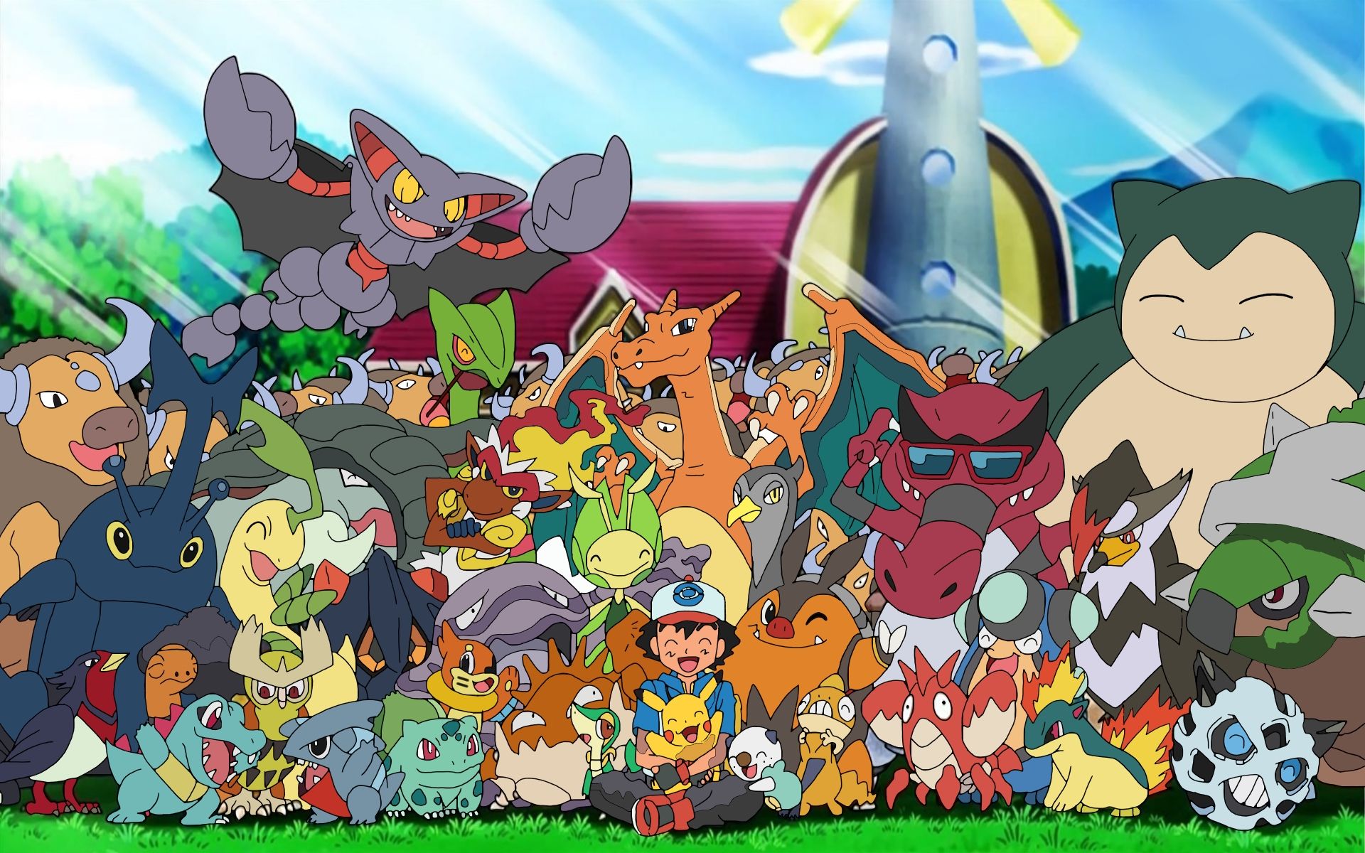 1920x1200 Ash And His Friends Pokémon Wallpaper
