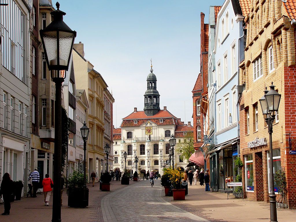 1024x768 the city of Luneburg in Germany near Hamburg. its known for its well preserved medieval red brick buildings. the city did not suffer catastrophic damage during the war