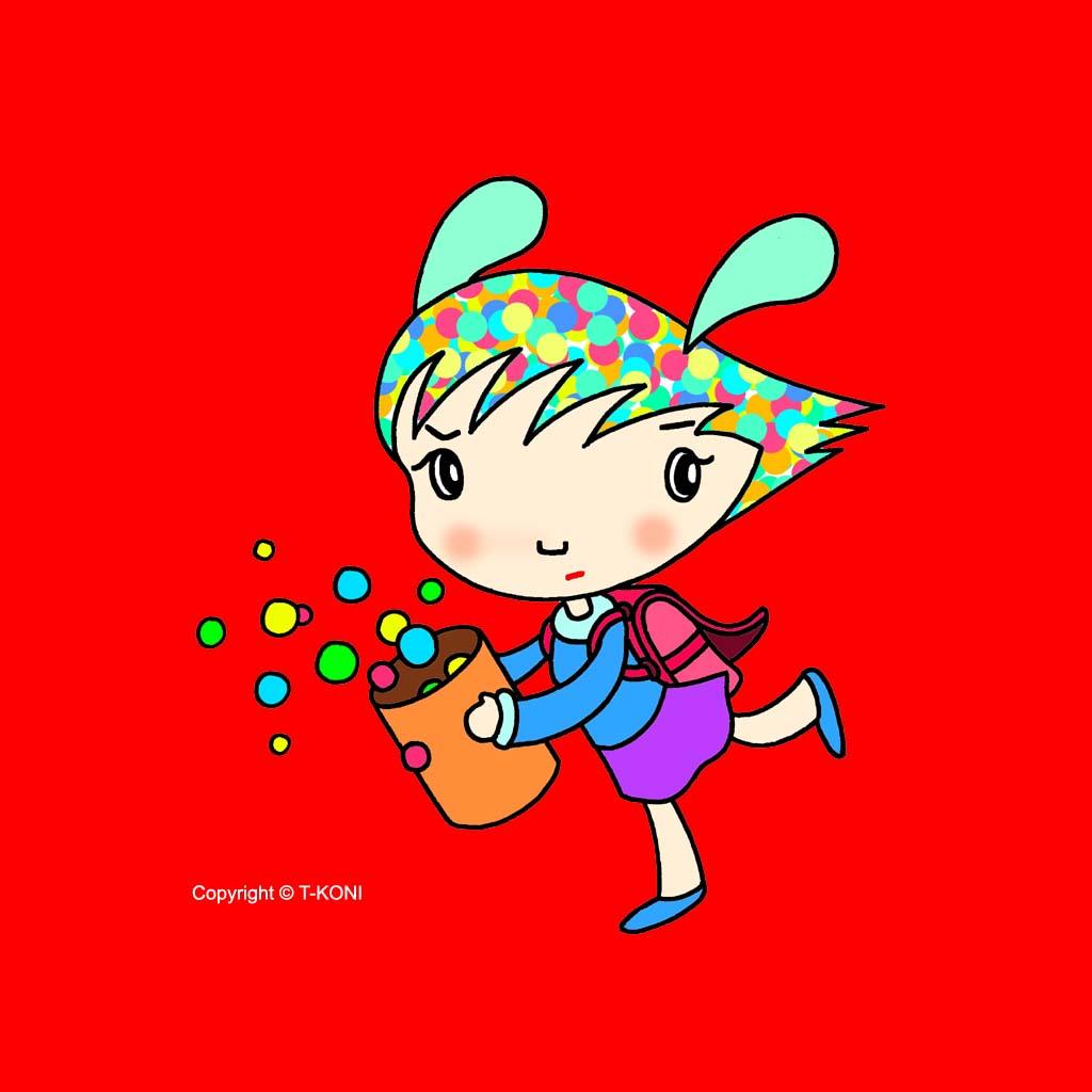 1024x1024 iPad wallpaper girl cartoon character 「Bad mood」