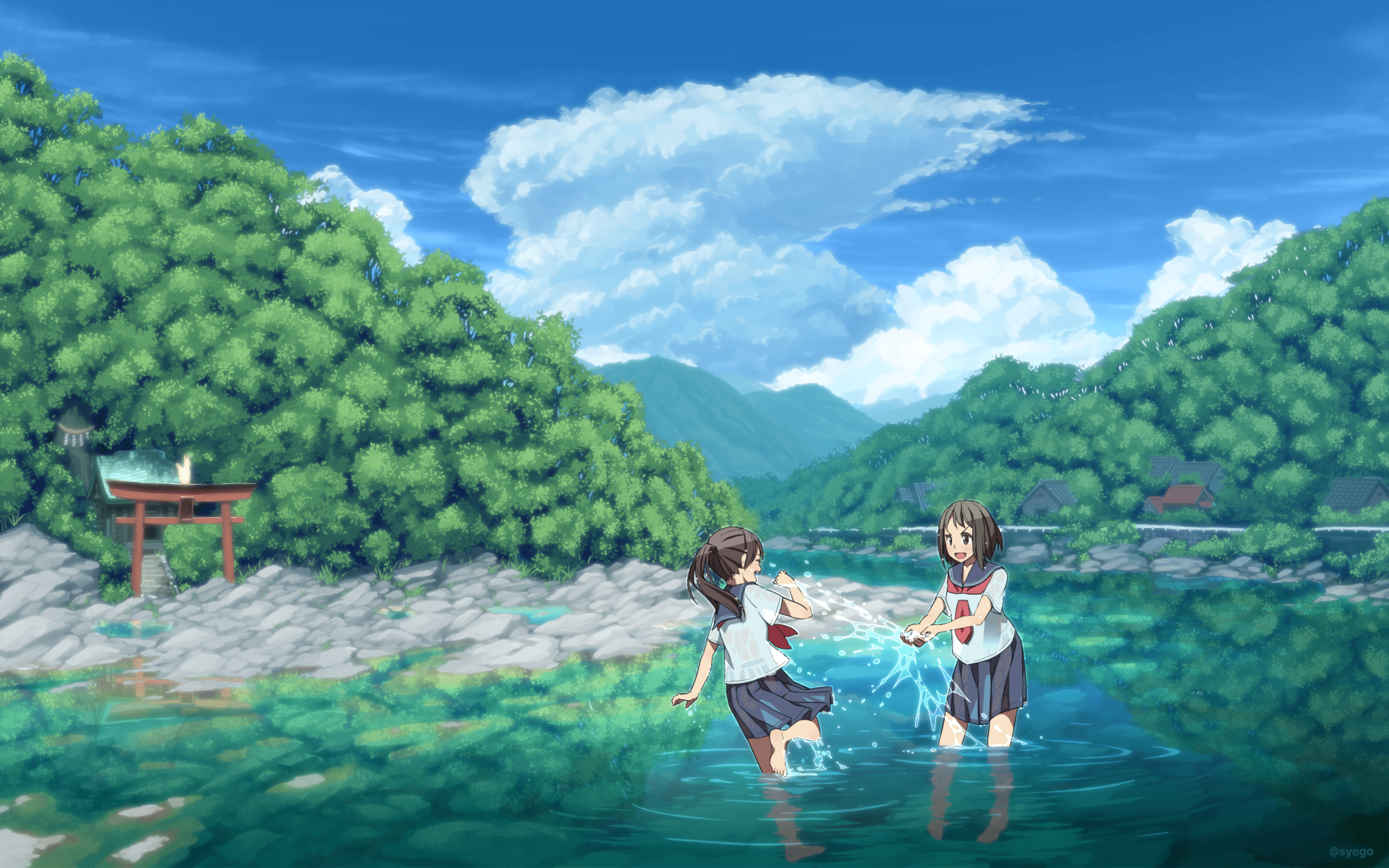 Sunny Lake Scenery Painting