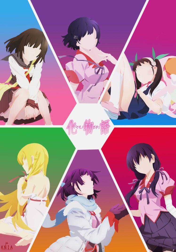 748x1069 Monogatari Series, Anime girls, Hachikuji Mayoi, Oshino Shinobu, Hanekawa Tsubasa, Senjougahara Hitagi, Kanbaru Suruga, Sengoku Nadeko HD Wallpaper / Desktop and Mobile Image & Photo