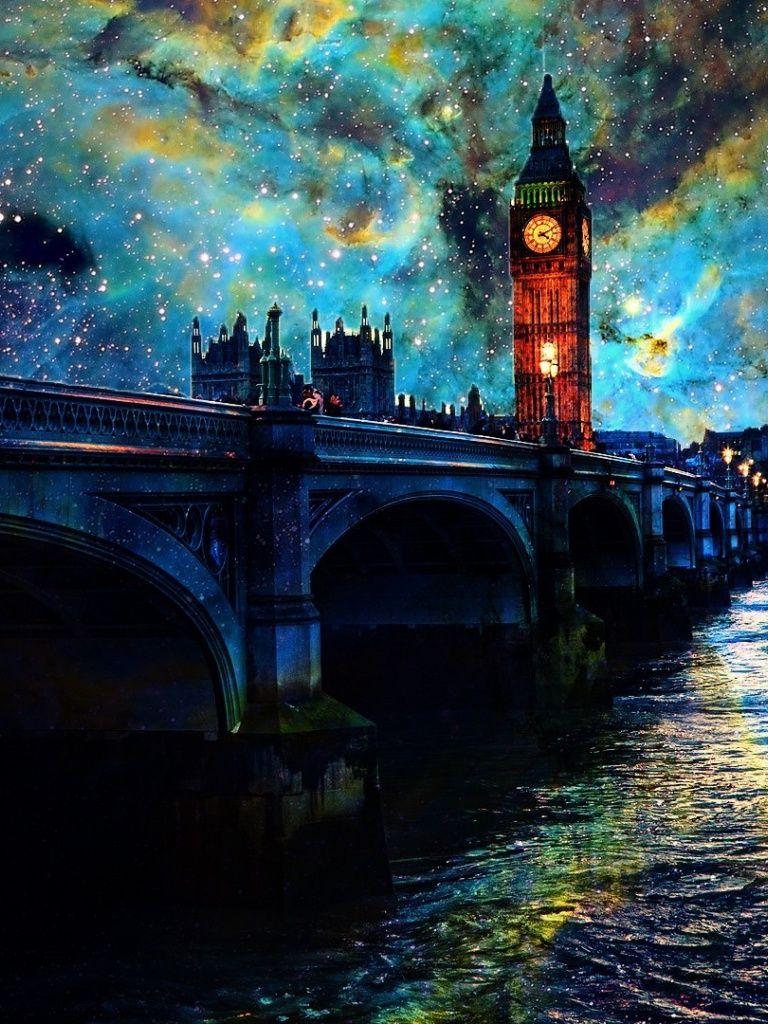 768x1024 Fantasy Night in London iPad wallpaper