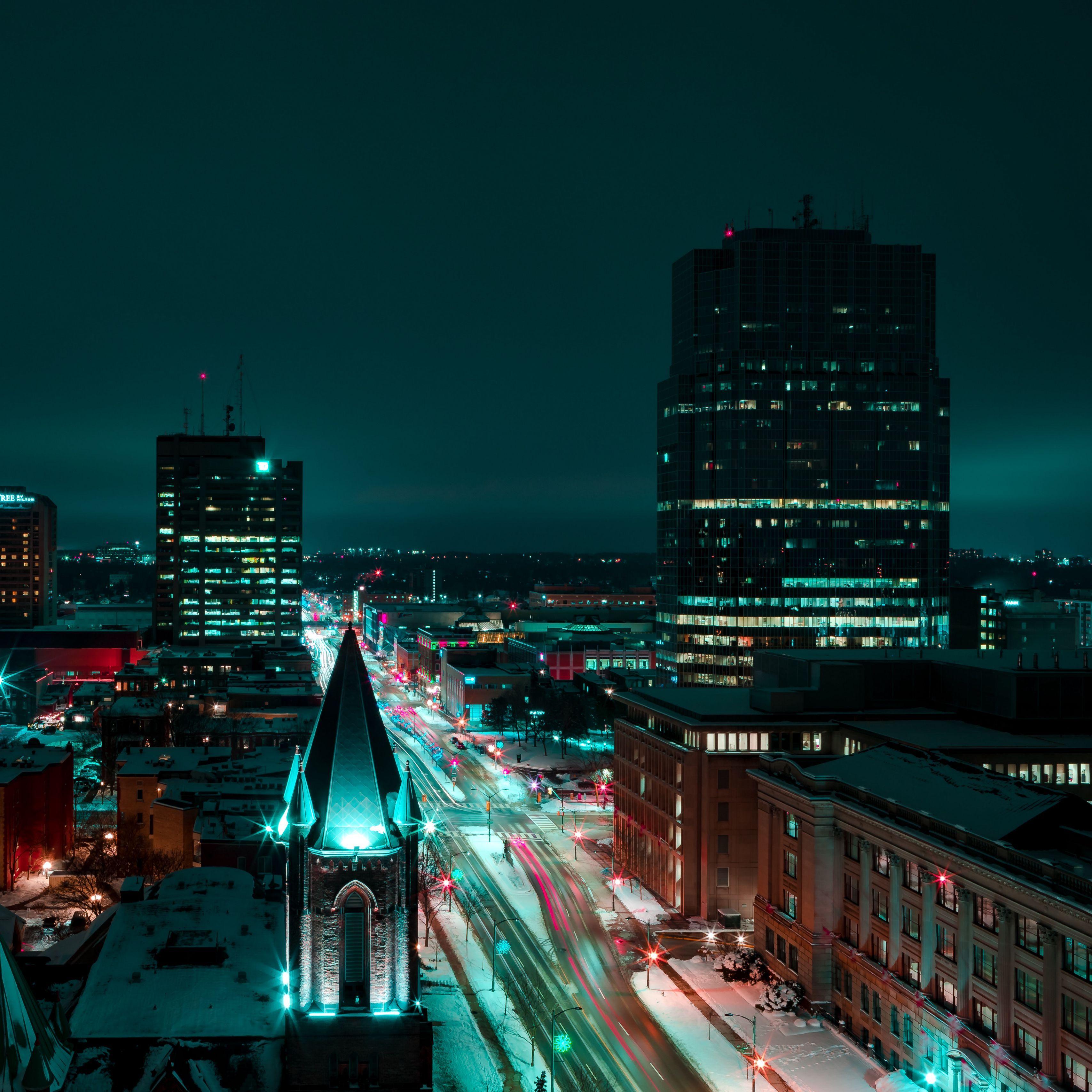 3415x3415 Download wallpaper 3415x3415 london, canada, night city, buildings