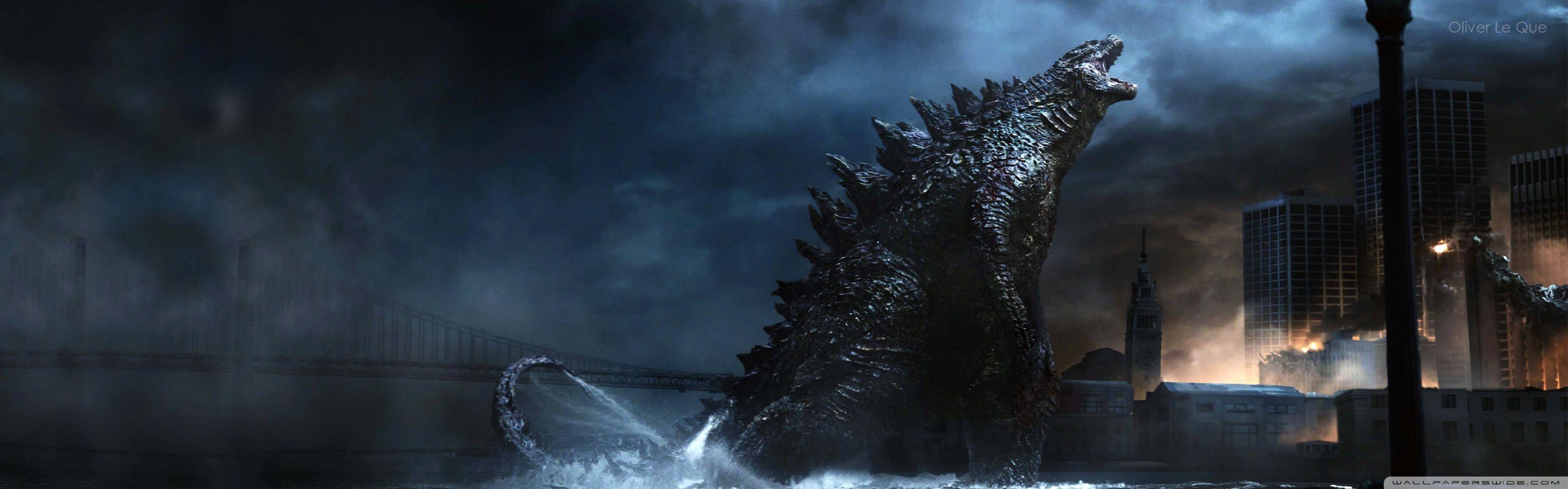 3360x1050 Godzilla 2014 Ultra HD Desktop Background Wallpaper for
