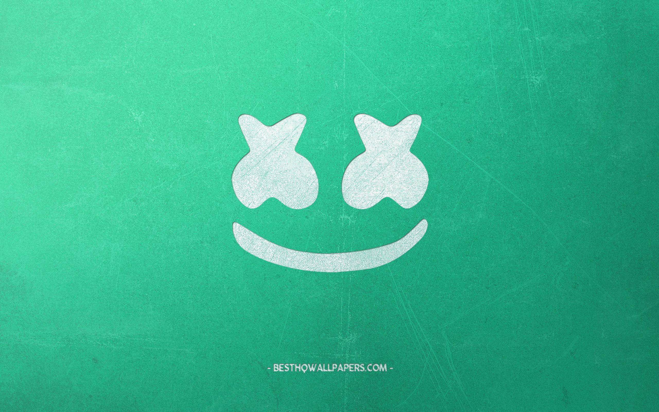 2560x1600 Download wallpaper Marshmello, logo, turquoise retro background