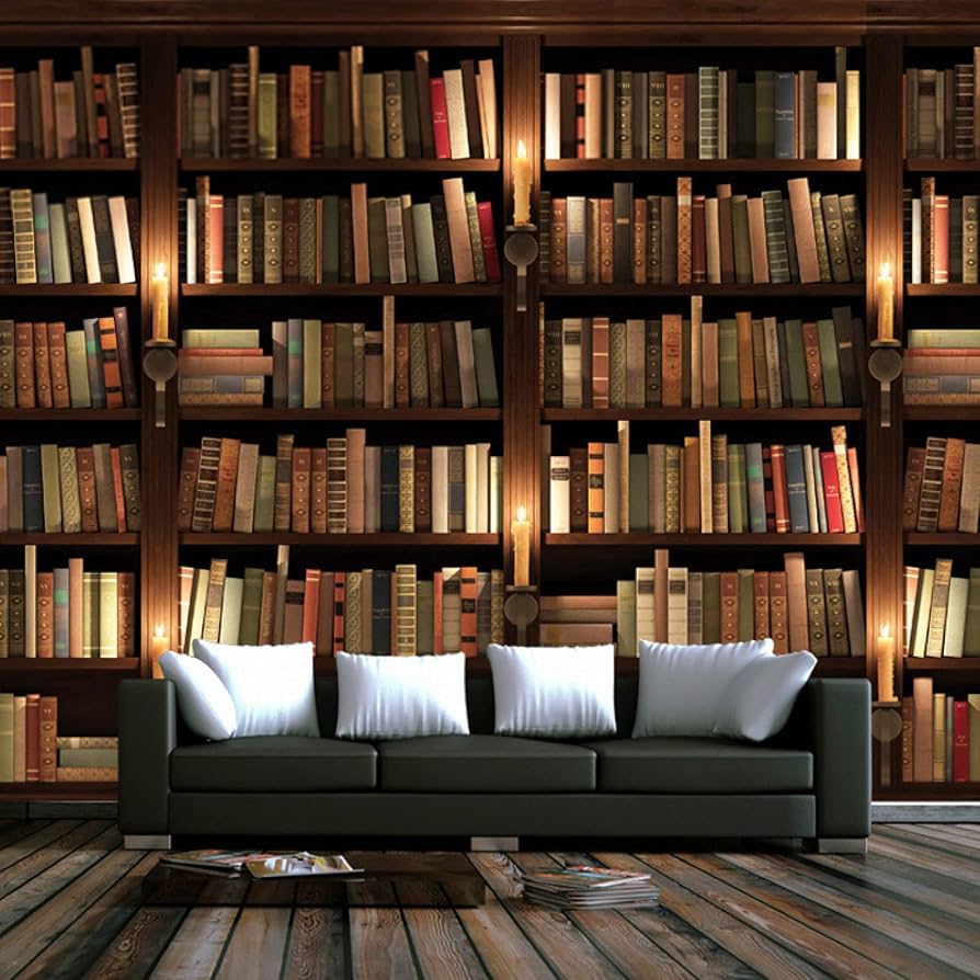 894x894 YTTBDBD Book Library Peel And Stick Large Mural, Books Bookshelf Removable Wallpaper Self Adhesive Wall Decor For Office Wall Decoration, Bedroom, Living Room, Kids Room, 99 W X66 H