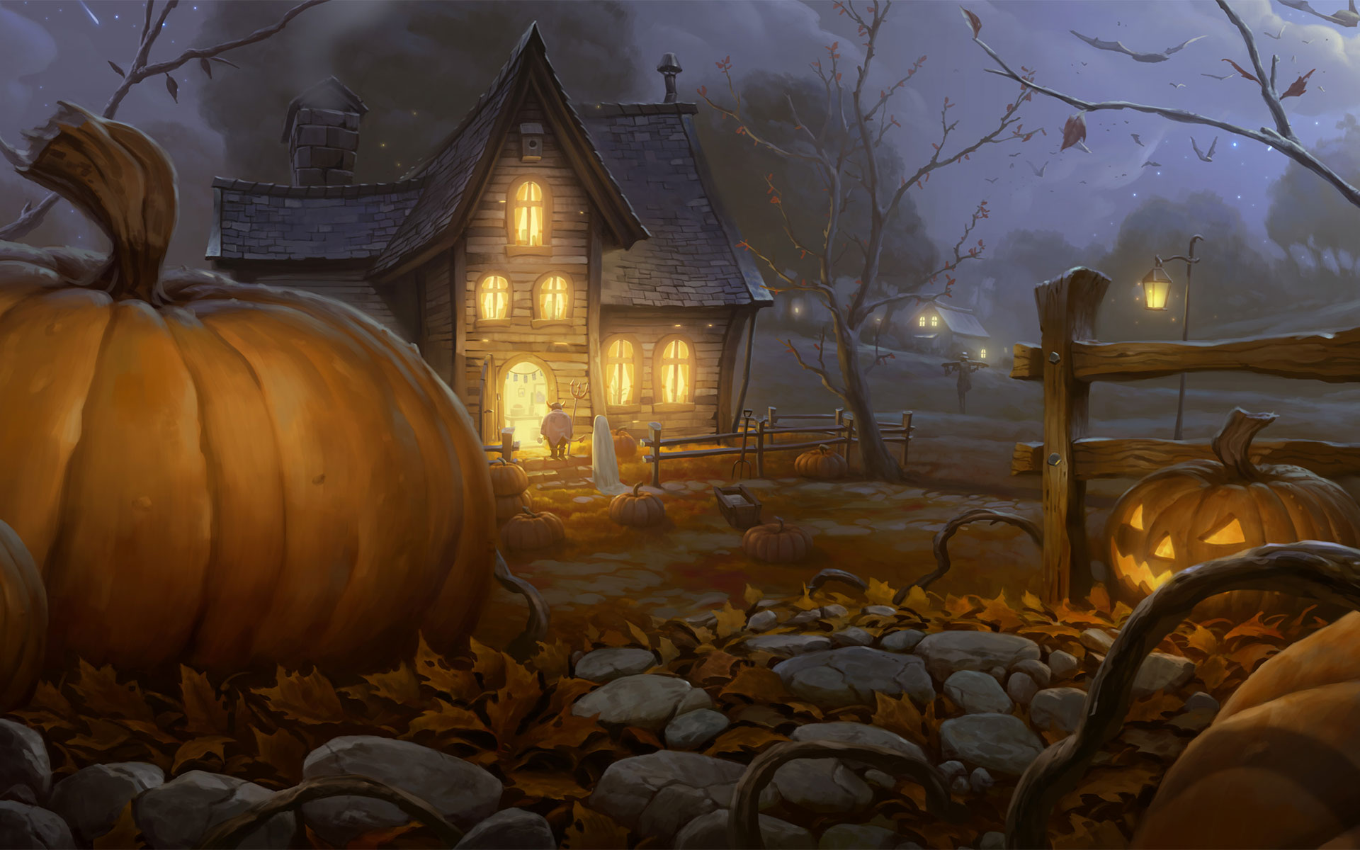1920x1200 Scary Halloween 2019 Wallpaper HD, Background, Pumpkins, Witches, Bats & Ghosts