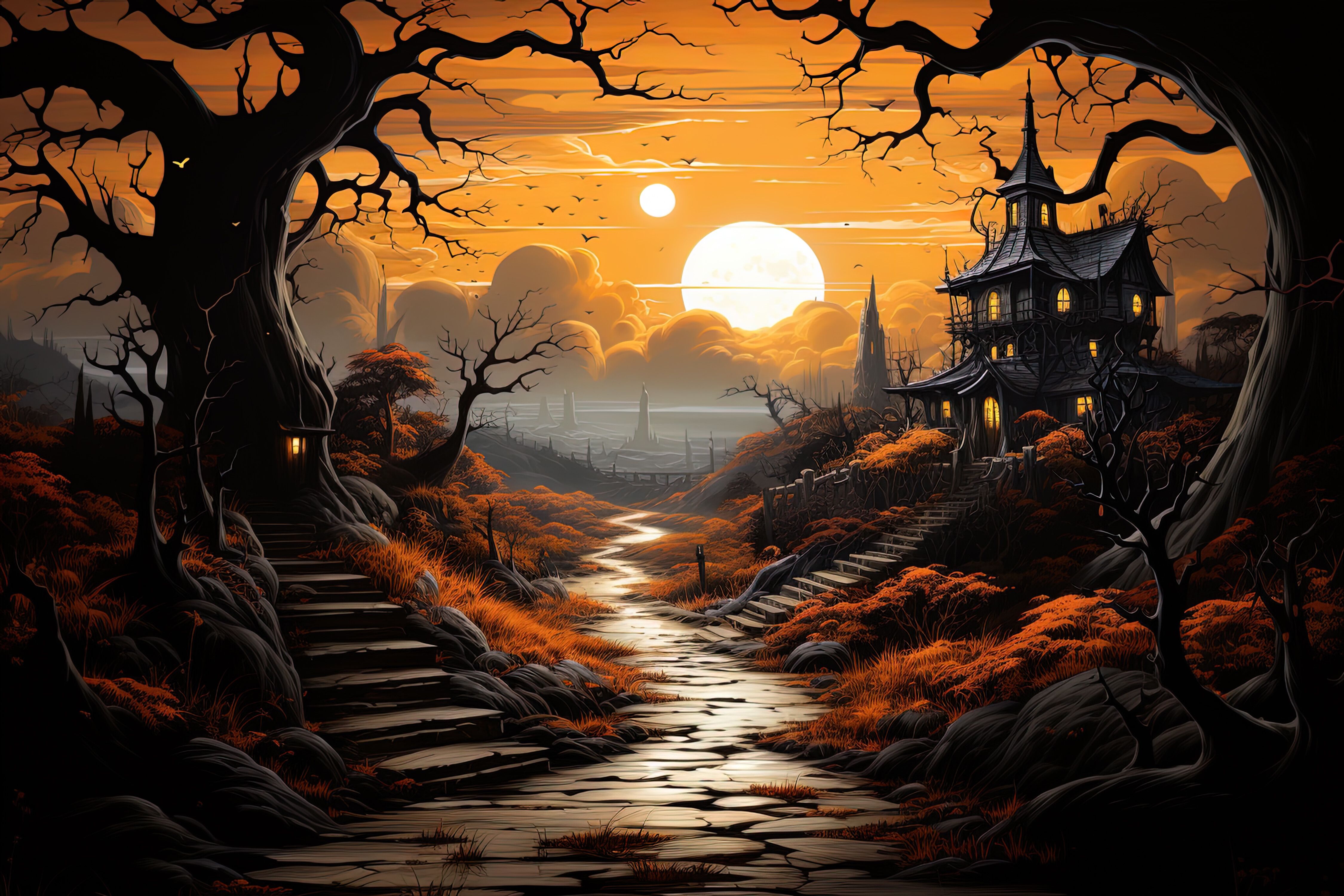 4500x3000 Halloween Fantasy Wallpaper Graphic by Art's and Patterns · Creative Fabrica