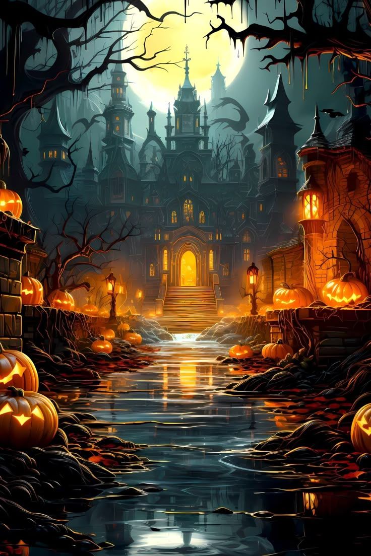 736x1104 Creepy Castle Halloween Live Wallpaper. Halloween landscape wallpaper, Spooky haunted castle wallpaper, Vintage halloween phone