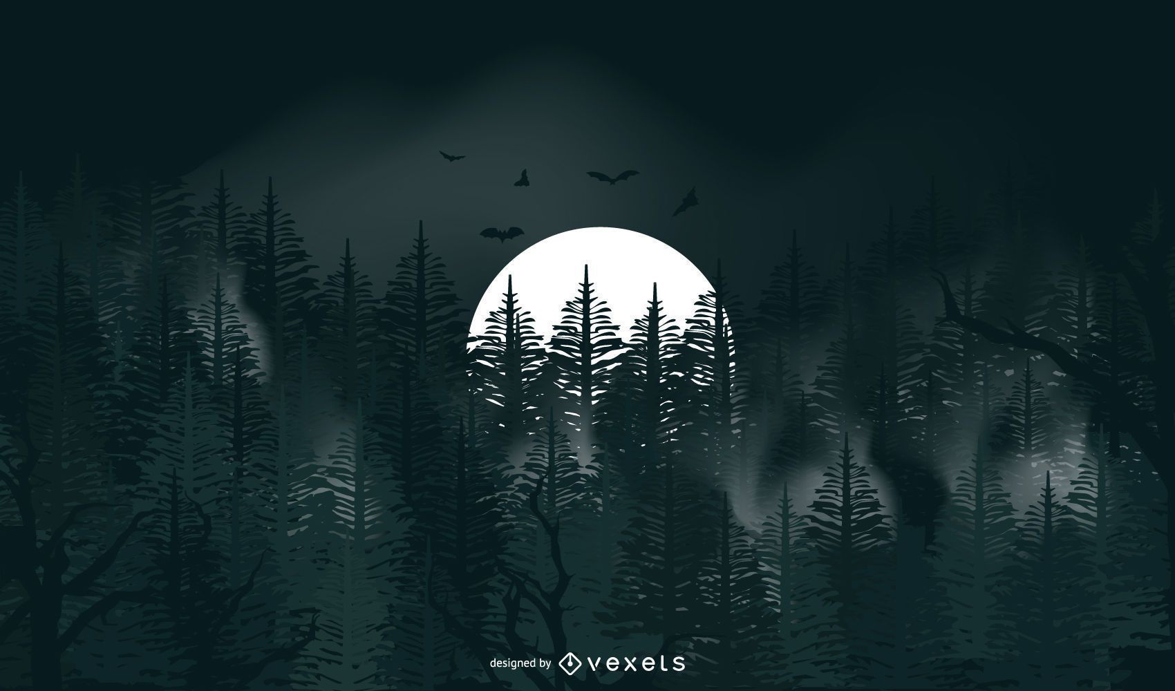 1700x1000 Full Moon Halloween Background Vector Download