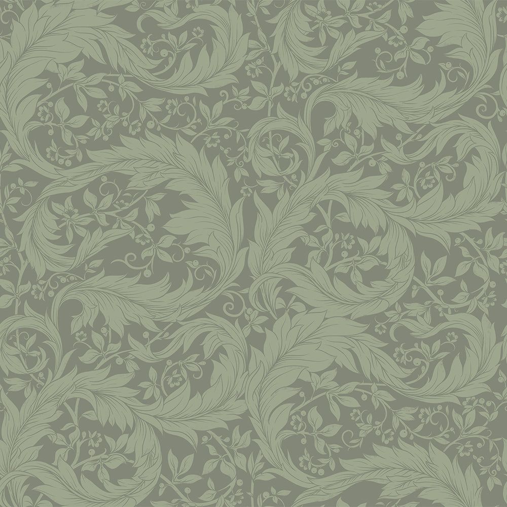 1000x1000 Enchanted Leaf Wallpaper in Bayleaf Green