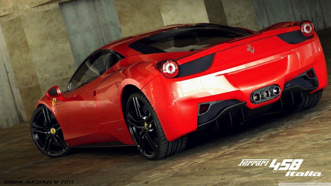 1366x768 Ferrari 458 Italia 3D Max HD Desktop Wallpaper High Definition
