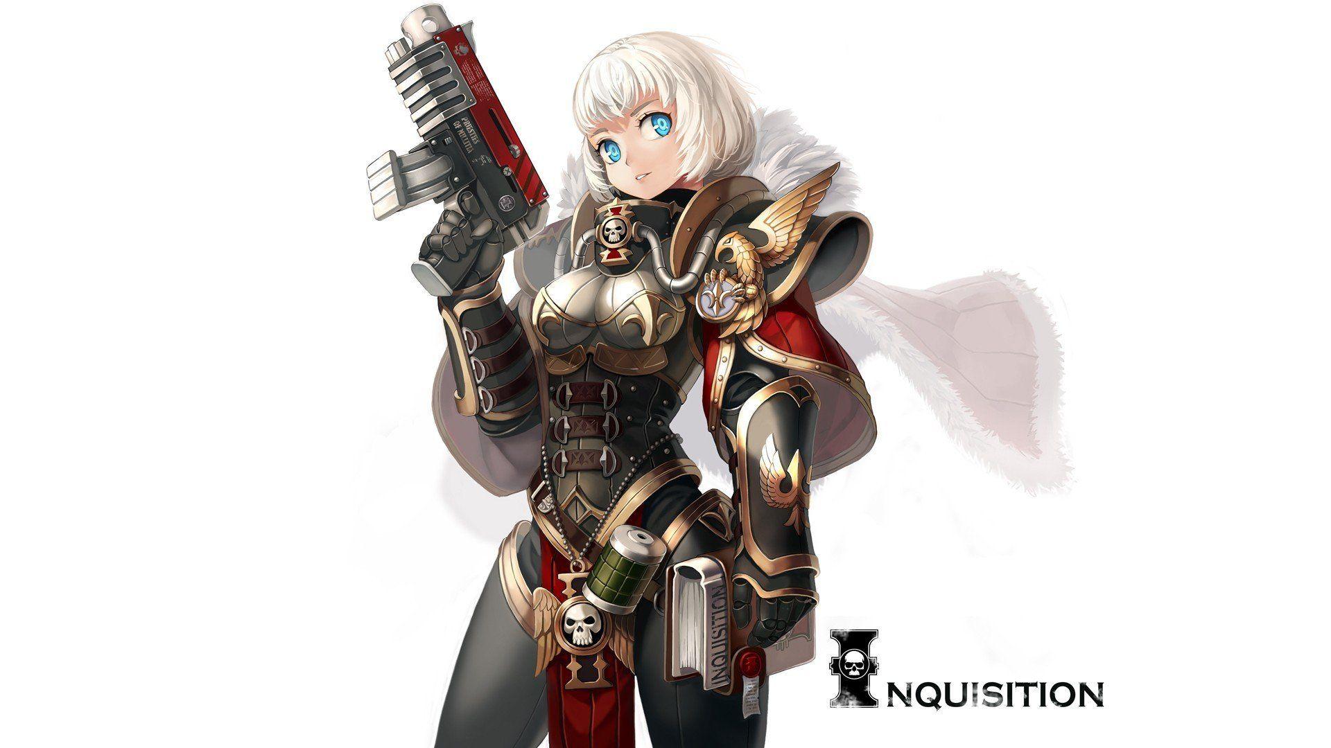 1920x1080 Warhammer Sisters of Battle, White hair, Blue eyes HD