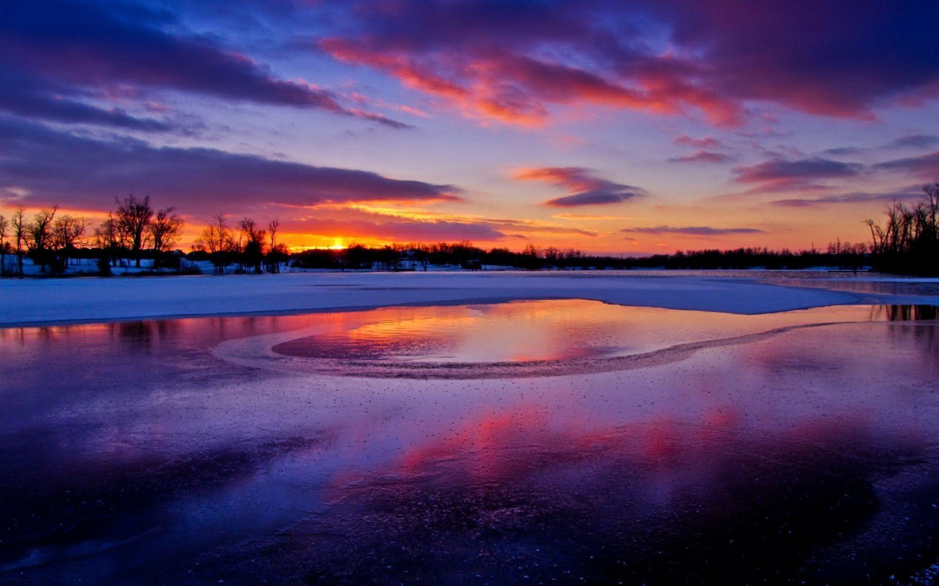 1920x1200 Nature Winter Sunset Landscapes 19764 Full HD Wallpaper Desktop
