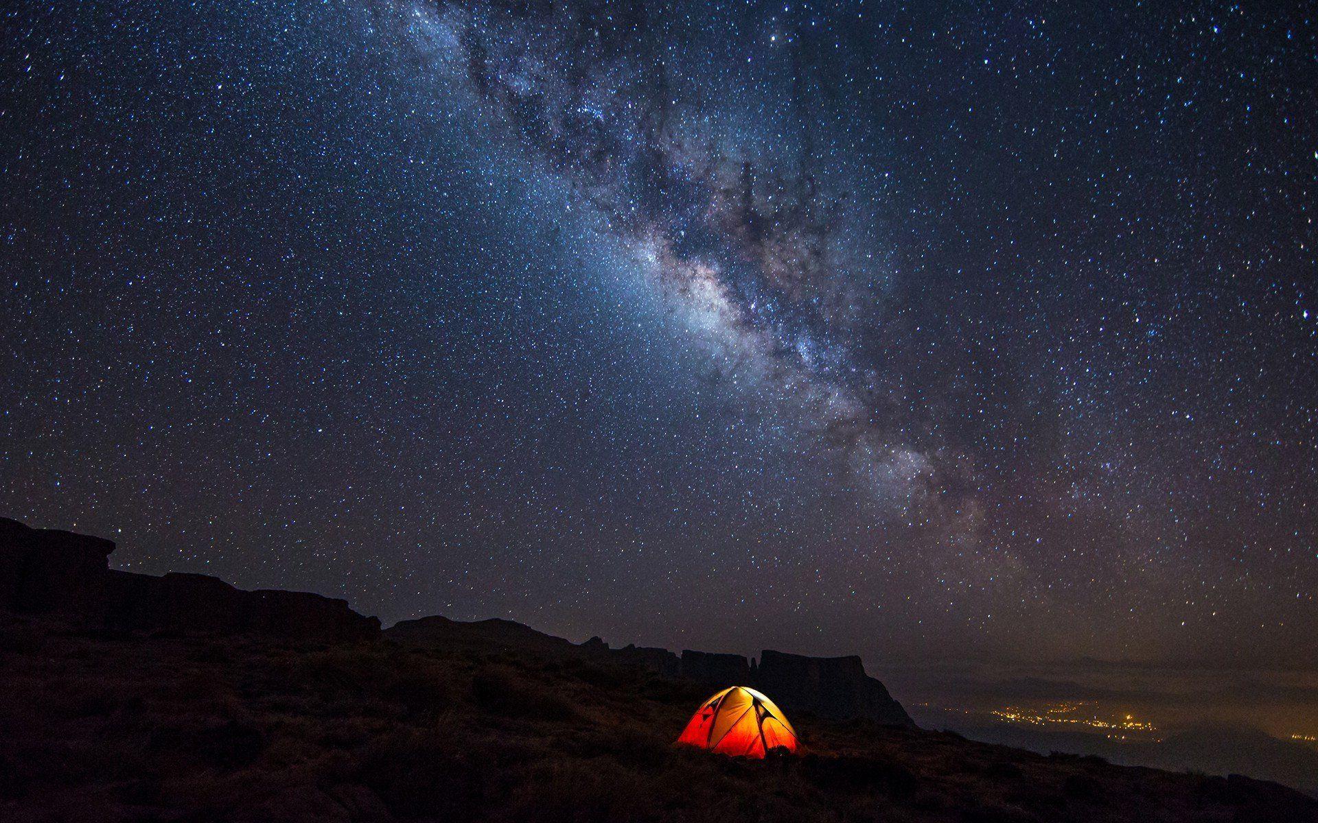 1920x1200 Windows 10 Night Sky Tent Wallpaper Location