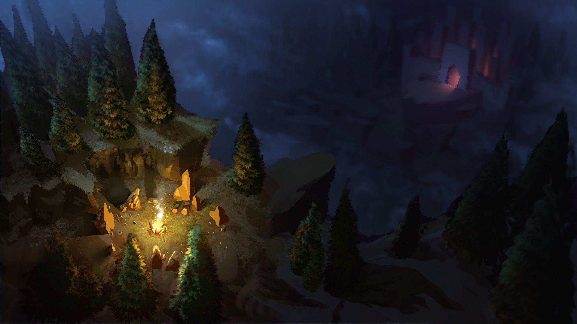 1920x1080 drawing, Camp, Camp, Fire, Camping, Night, Trees, Fire Wallpaper