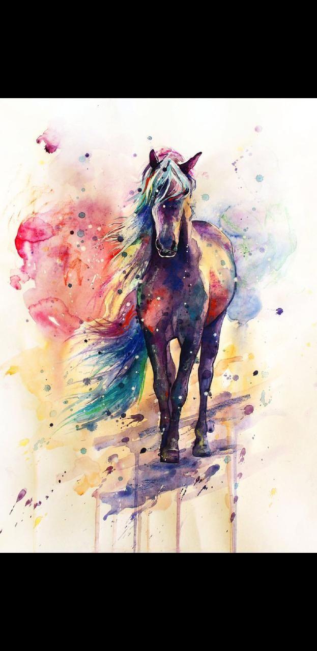 623x1280 Download Watercolor horse Wallpaper
