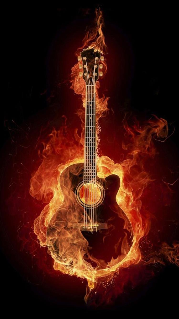 750x1334 Cool Fire Guitar iPhone 6 Wallpaper Guitar Wallpaper & Background Download