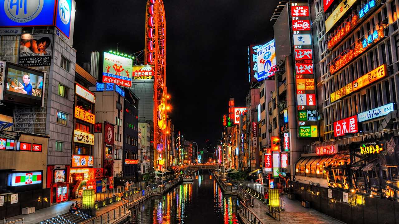 1280x720 Japan Landscapes Cityscapes Streets Architecture Osaka Asia Hdr