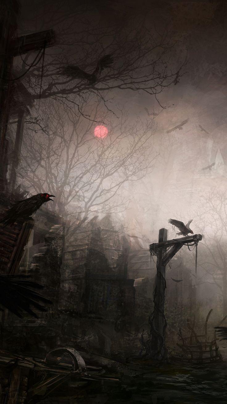 736x1308 Video Game Diablo III Diablo Town Dark Gothic Raven Mobile