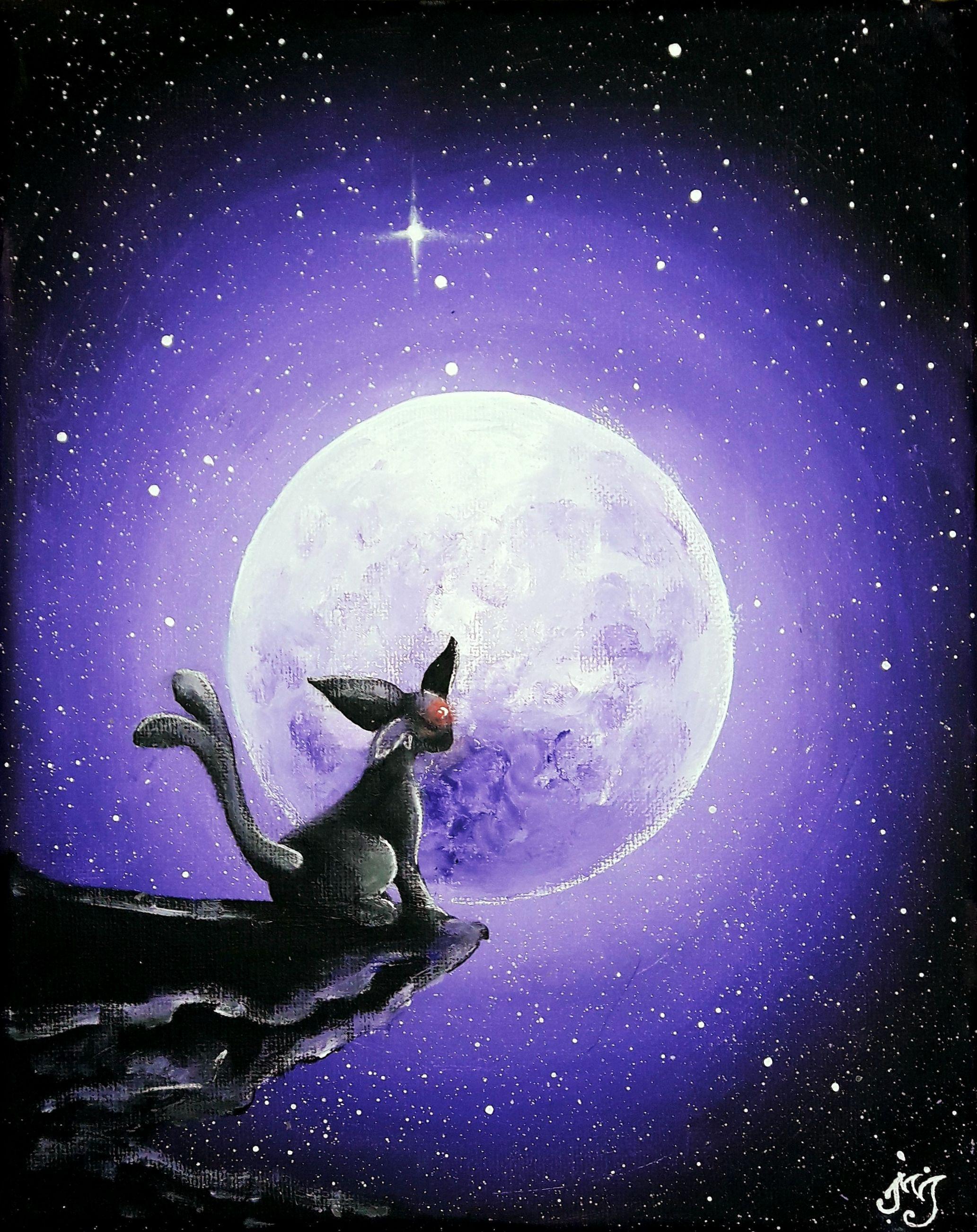 2065x2603 80$ Espeon under the moon pokemon art acrylic painting. #pokemon