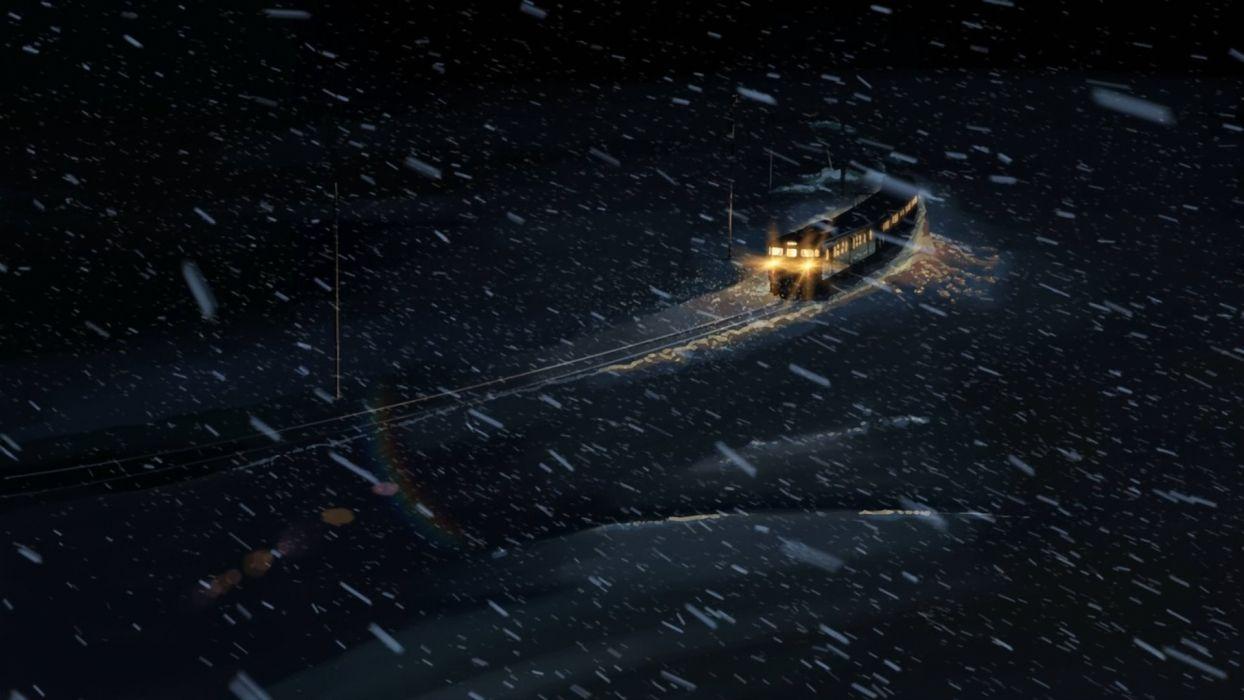 1244x700 Originals Anime Train snow five centimeters per second wallpaper