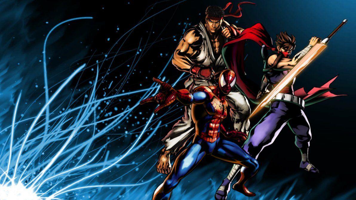 1192x670 UMVC3 Team Wallpaper: Ryu, Spider Man, Strider By Bxb Minamimoto