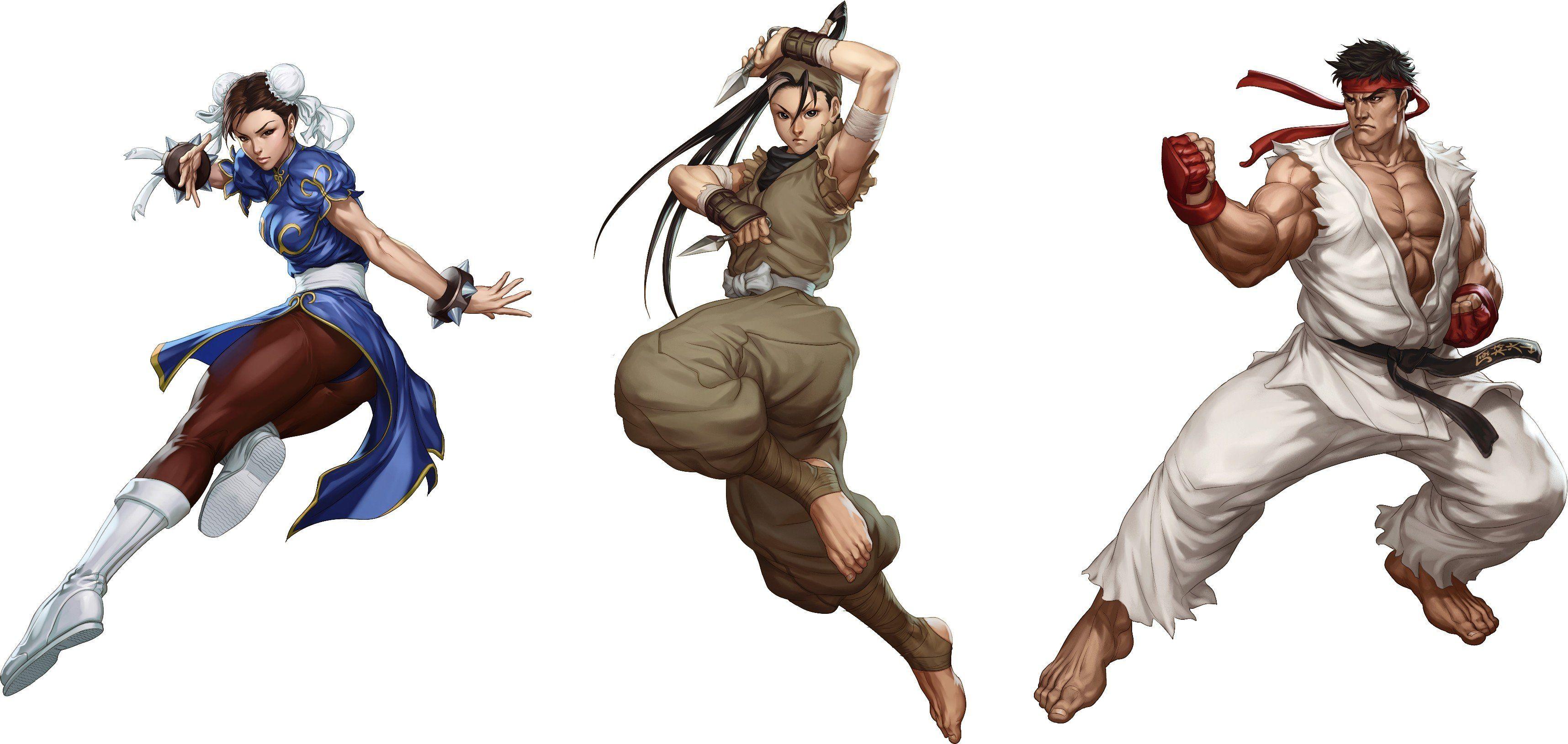 3432x1629 chun li street fighter video games ryu collage wallpaper and background