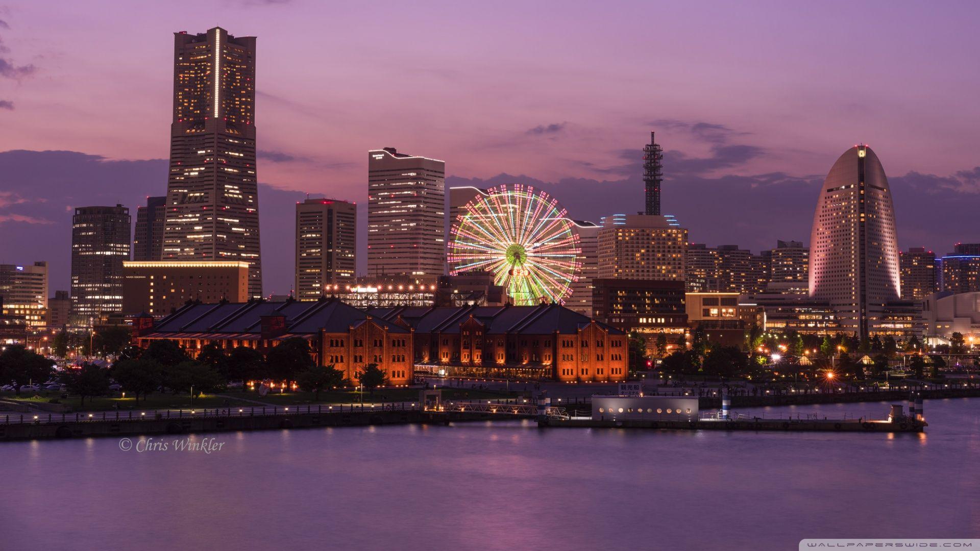 1920x1080 Minato Mirai 21 at Dusk, Yokohama, Japan Ultra HD Desktop
