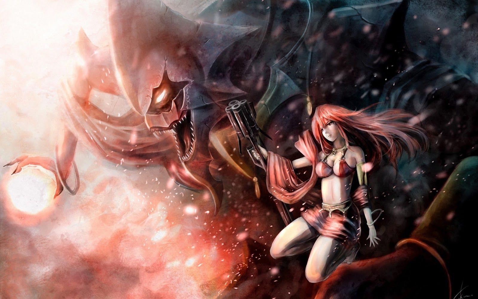 1600x1000 Free download Anime Girl Pink Hair Monster HD Wallpaper Desktop PC