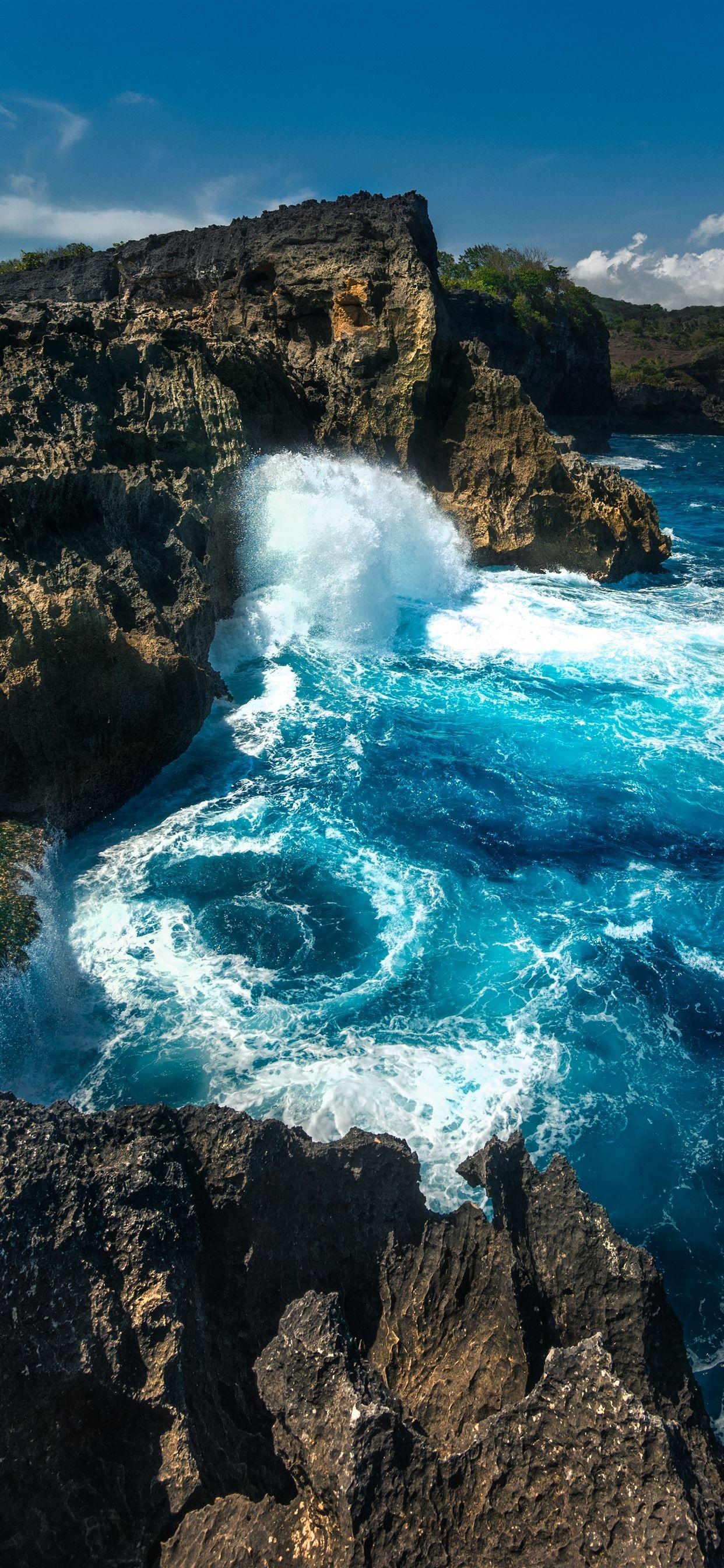 1242x2688 Water Splash, Rocks, Sea, Nusa Penida 1242x2688 IPhone 11 Pro XS
