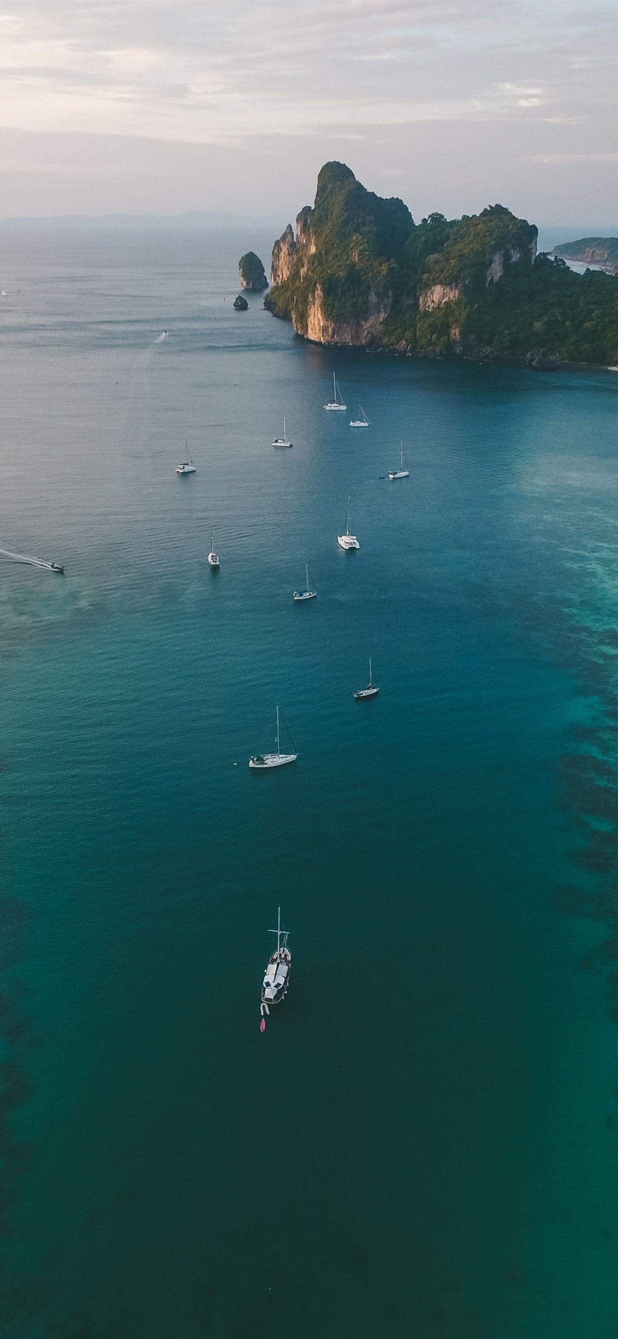 1242x2688 Sea, Yachts, Coast, Top View 1242x2688 IPhone 11 Pro XS Max