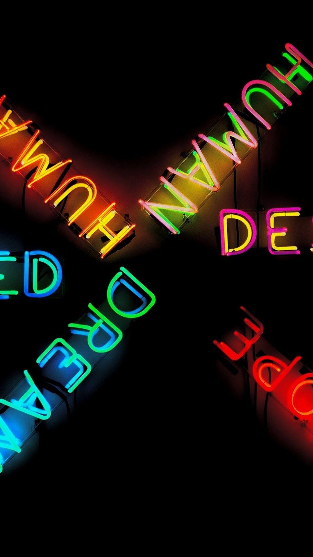 1080x1920 Colorful Neon Words, Darkness 1080x1920 IPhone 8 7 6 6S Plus