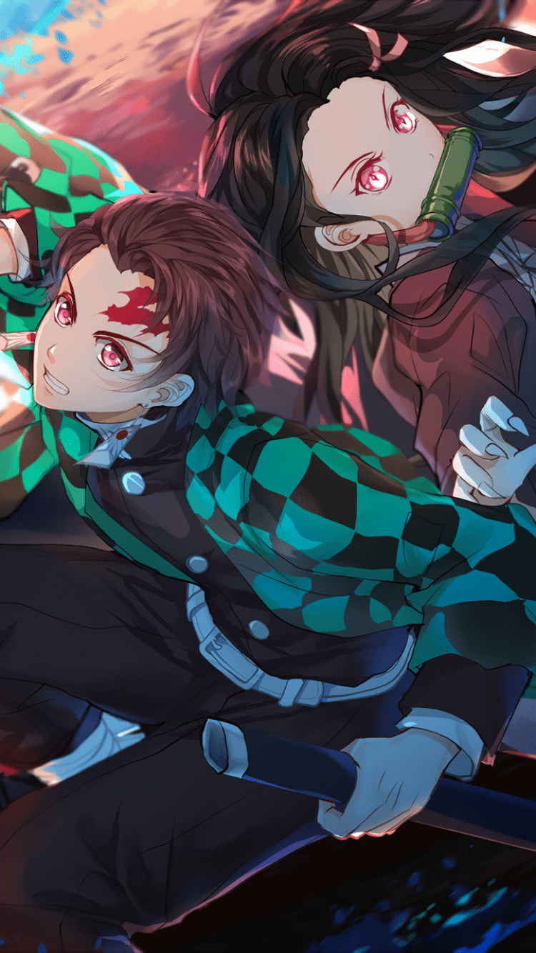 750x1334 Tanjirou Slayer aka Kimetsu No Yaiba. Ilustrasi komik, Gambar manga, Orang animasi