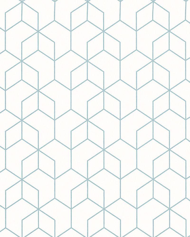 800x1000 Non Woven Wallpaper Hexagon White Blue Gloss 6743 30