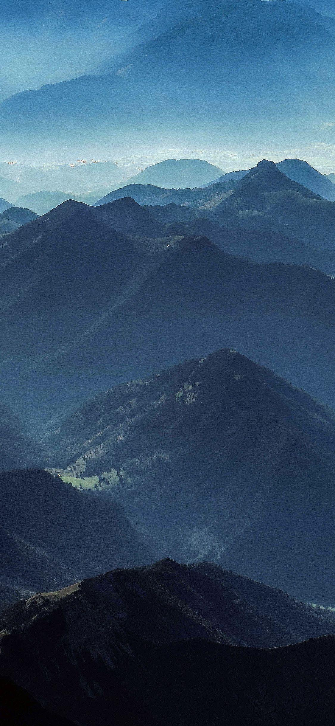 1125x2436 iPhoneX wallpaper: mountain nature blue summer earth dark