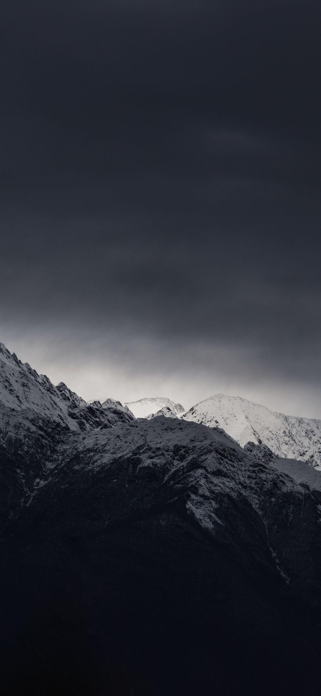 1125x2436 Download 1125x2436 wallpaper dark, silhouette, mountains, evening