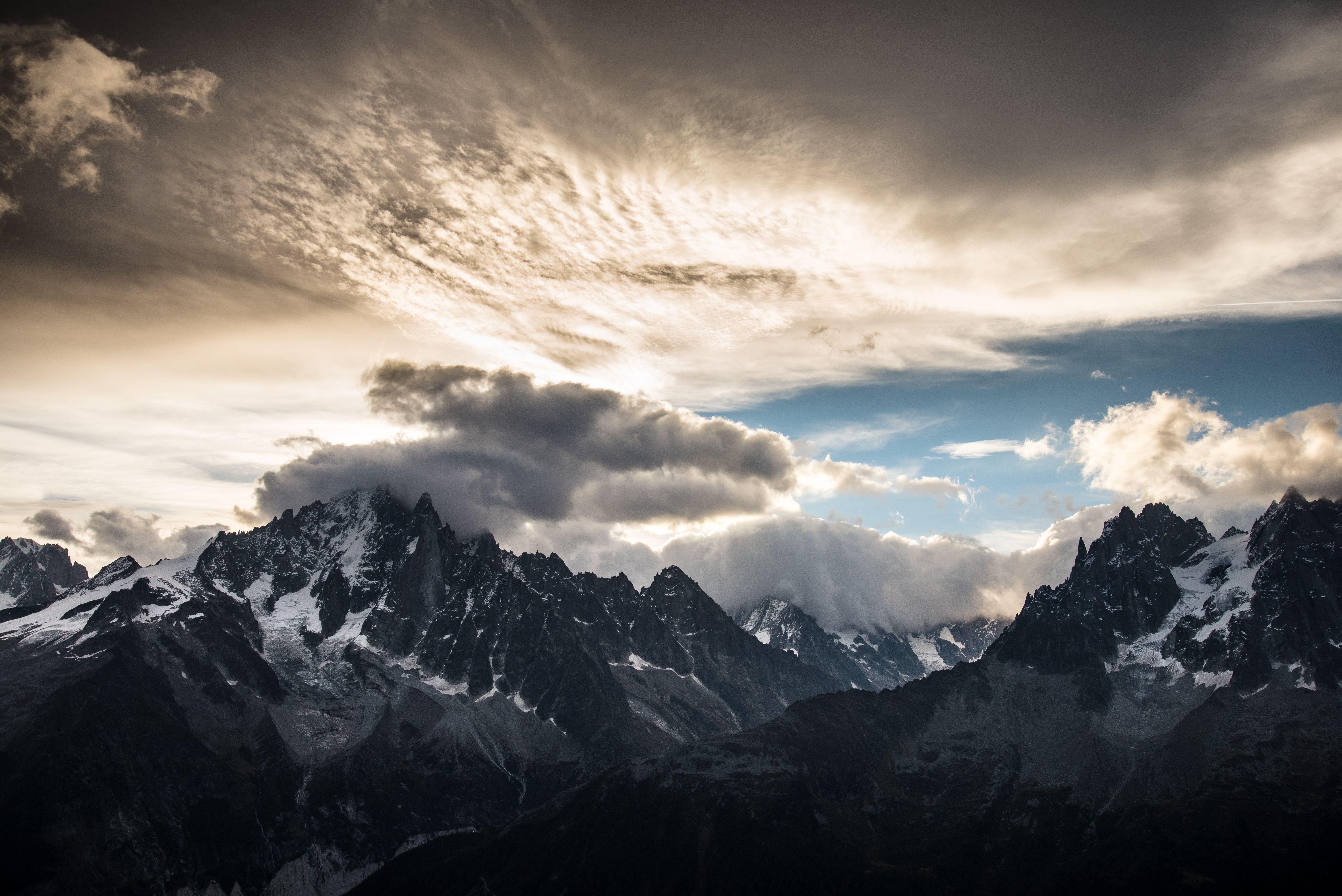 6016x4016 Black Blue Brown Clouds Cloudy Landscapes Mountains Yellow 4K wallpaper