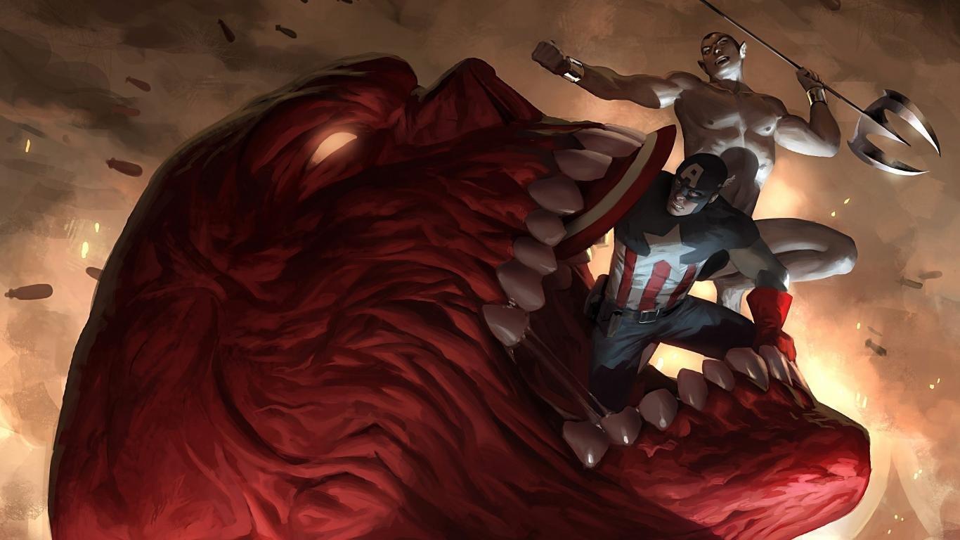 1366x768 Red Skull (Captain America) wallpaper 1366x768 (laptop) desktop