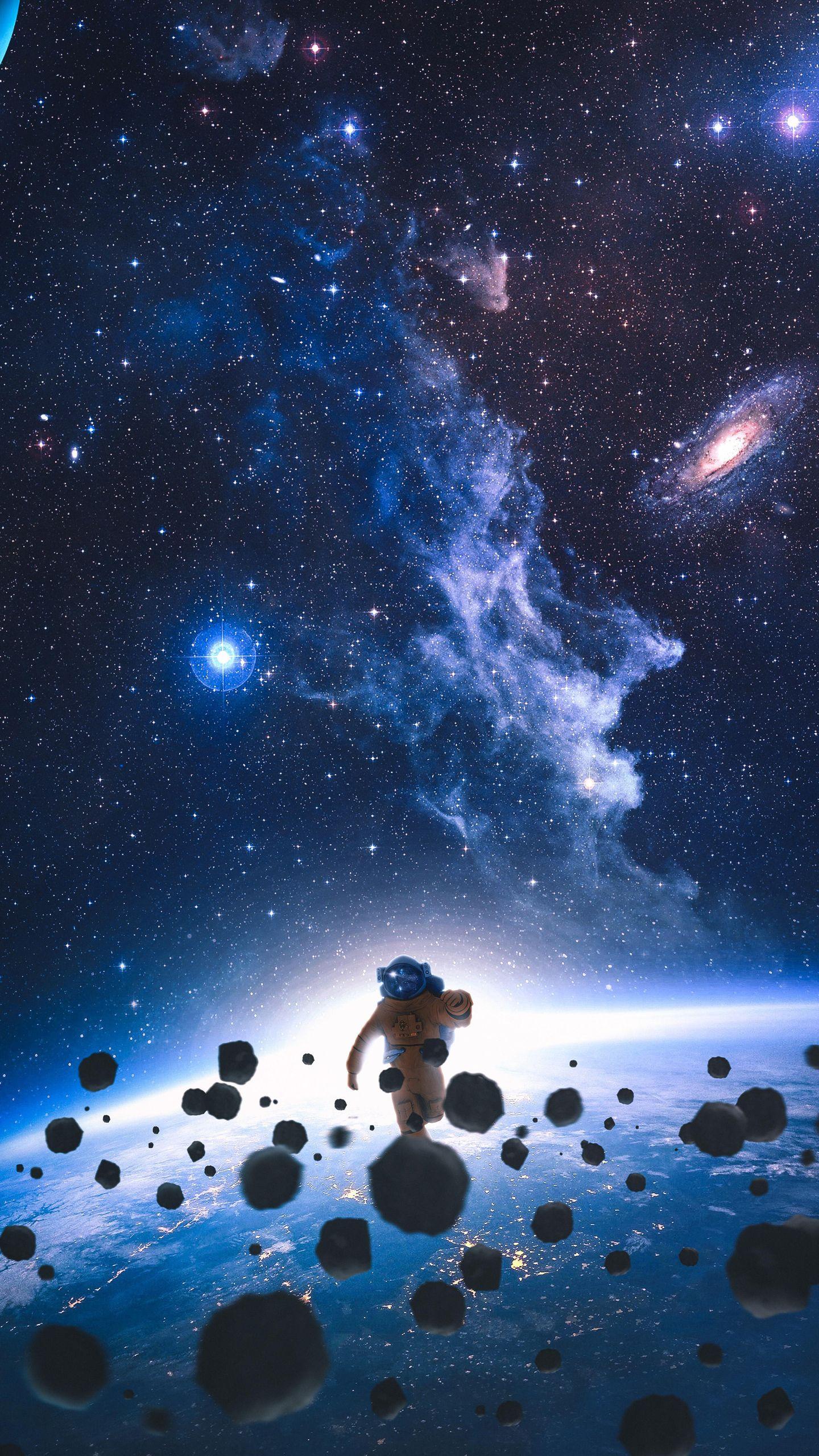 1440x2560 Astronaut Running In Space 4k Samsung Galaxy S S7