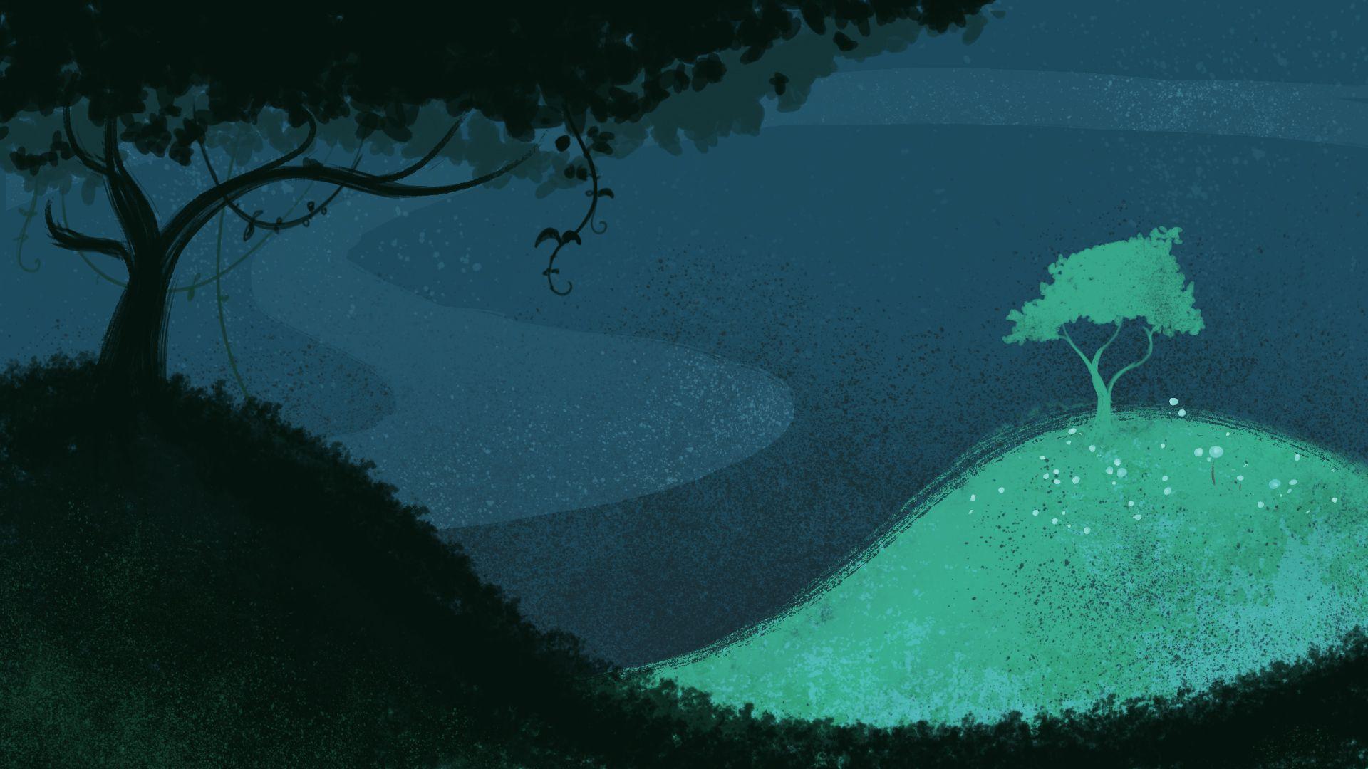 1920x1080 Dark hill and tree. Samurai jack background, Samurai jack